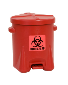 Eagle 943BIO 6 Gallon Polyethylene Biohazard Waste Safety Can with Foot Lever, Red