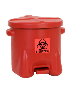 Eagle 945BIO 10 Gallon Polyethylene Biohazard Waste Safety Can with Foot Lever, Red