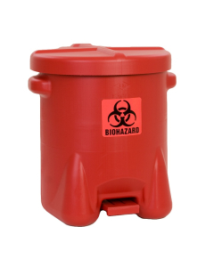 Eagle 947BIO 14 Gallon Polyethylene Biohazard Waste Safety Can with Foot Lever, Red
