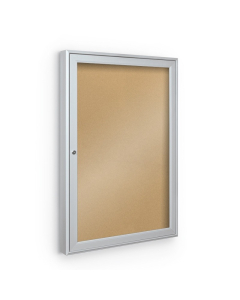 Best-Rite 94PSU-O Outdoor 1 Door 2.5 x 3 Silver Enclosed Bulletin Board Cabinet (Shown in Natural Cork)