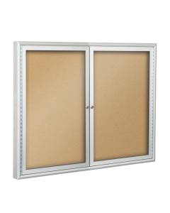 Best-Rite Outdoor 2 Door 4 x 3 Silver Enclosed Bulletin Board Cabinet (Shown in Natural Cork)