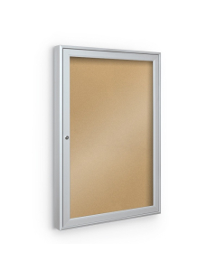 Best-Rite Indoor 1 Door 2' x 3' Silver Enclosed Bulletin Board Cabinet (Shown in Natural Cork)