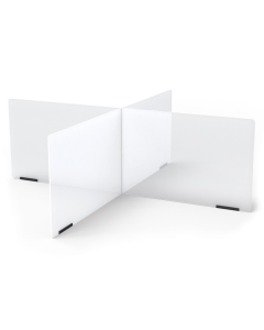 Jonti-Craft 4-Station Clear Acrylic Plexiglass Desk Divider Shield (48" x 48" size shown)