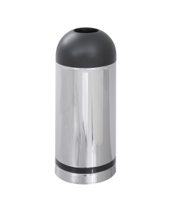 Safco Reflections 15 Gal. Open Top Dome Trash Receptacle, Chrome/Black