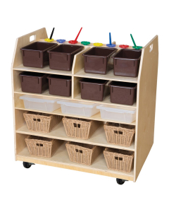Wood Designs Makerspace Trolley Art Cart with Brown Trays