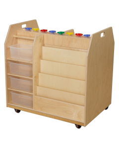 Wood Designs Childrens Classroom Mobile Art Multi-Storage Trolley with Clear Trays