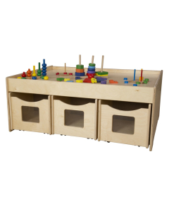 Wood Designs Childrens Classroom Activity and Learning Table with Rolling Storage Bins