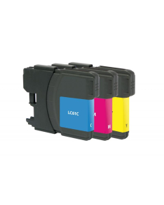 Clover Remanufactured Cyan, Magenta, Yellow Ink Cartridges for Brother LC61, 3-Pack