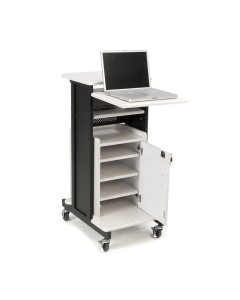 Oklahoma Sound Premium Plus Storage Cabinet AV Presentation Cart, Ivory White