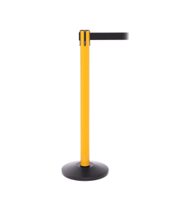 SafetyPro Outdoor Safety Belt Barrier Stanchion (Shown in Yellow with Black Belt)