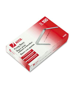 Acco 2" Length 2" Base Prong Paper File Fasteners, 100/Box