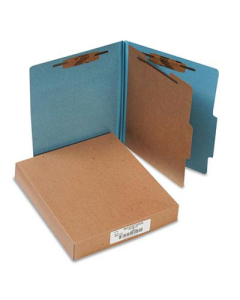 Acco 4-Section Letter Pressboard 25-Point Classification Folders, Sky Blue, 10/Box
