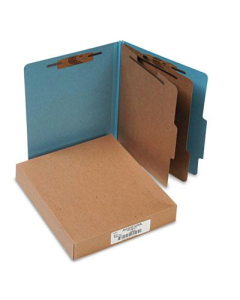 Acco 6-Section Letter Pressboard 20-Point Classification Folders, Sky Blue, 10/Box