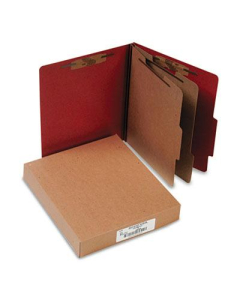 Acco 6-Section Letter Pressboard 25-Point Classification Folders, Earth Red, 10/Box