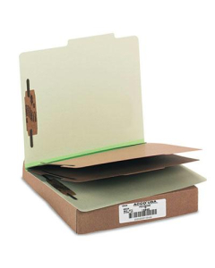 Acco 6-Section Letter Pressboard 25-Point Classification Folders, Leaf Green, 10/Box
