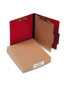 Acco 4-Section Letter Presstex 20-Point Classification Folders, Executive Red, 10/Box
