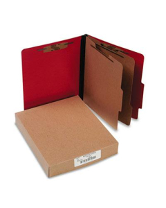 Acco 6-Section Letter Presstex 20-Point Classification Folders, Executive Red, 10/Box