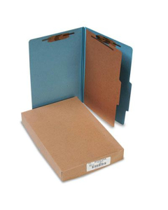 Acco 4-Section Legal Pressboard 25-Point Classification Folders, Sky Blue, 10/Box