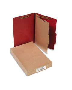 Acco 4-Section Legal Pressboard 25-Point Classification Folders, Earth Red, 10/Box
