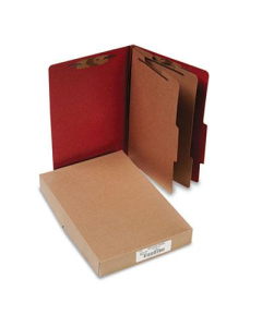 Acco 6-Section Legal Pressboard 25-Point Classification Folders, Earth Red, 10/Box