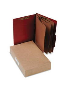 Acco 8-Section Legal Pressboard 25-Point Classification Folders, Earth Red, 10/Box
