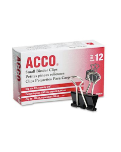 Acco 5/16" Capacity Steel Wire Small Binder Clips, 12/Box