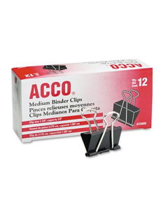 Acco 1-1/4" Capacity Steel Wire Medium Binder Clips, 12/Box