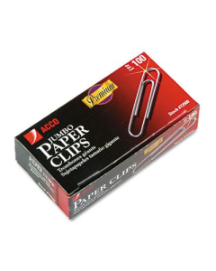 Acco Jumbo Wire Silver Smooth Finish Premium Paper Clips, 1000-Paper Clips