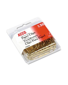 Acco Jumbo Wire Gold Tone Paper Clips, 50-Paper Clips