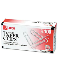 Acco Jumbo Steel Wire Silver Smooth Economy Paper Clip, 1000-Paper Clips