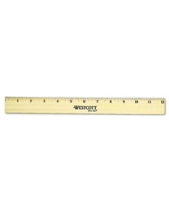 Westcott 12" Flat Wood Ruler with Brass Edges