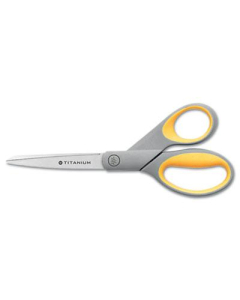 Westcott Titanium Bonded Scissors, 8" Length, Yellow/Gray