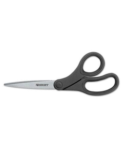 Westcott KleenEarth Basic Plastic Handle Scissors, 8" Length, Bent, Black