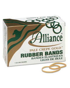 Alliance 3" x 1/8" Size #32 Pale Crepe Gold Rubber Bands, 1 lb. Box