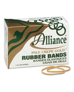 Alliance 3-1/2" x 1/8" Size #33 Pale Crepe Gold Rubber Bands, 1 lb. Box