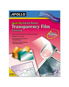 Apollo 8-1/2" x 11", 50-Sheets, Quick-Dry Inkjet Printer Transparency Film