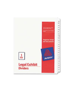 Avery 101-125 Allstate 25-Tab Legal Exhibit Side Tab Dividers, White, Pack of 25