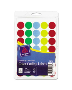 Avery 3/4" See-Through Removable Color Coding Labels, Assorted, 1015/Pack