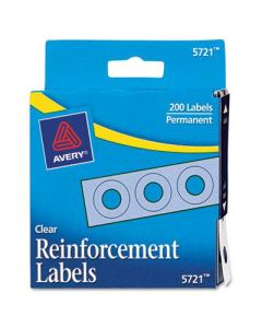 Avery 1/4" Diameter Dispenser Pack Hole Reinforcements, Clear, 200/Pack