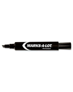 Marks-A-Lot Regular Permanent Marker, Chisel Tip, Black, 12-Pack