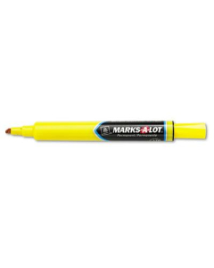 Marks-A-Lot Large Permanent Marker, Chisel Tip, Yellow, 12-Pack
