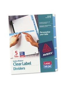 Avery Blue 5-Tab Letter Index Maker Dividers, White, 5 Set