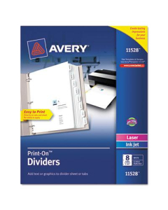 Avery Print-On 8-Tab 3-Hole Letter Dividers, White, 1/Pack