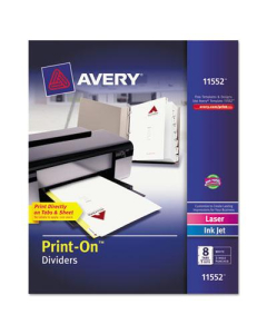 Avery Print-On 8-Tab 3-Hole Letter Dividers, White, 5 Sets/Pack