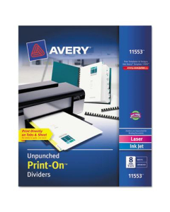 Avery Print-On 8-Tab Letter Dividers, White, 5 Sets/Pack