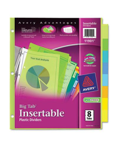 Avery Big Tab Letter 8-Tab Insertable Plastic Dividers, Assorted, 1 Set