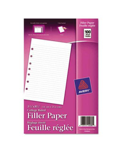 Avery 5-1/2" x 8-1/2", 100-Sheets, 7-Hole Punch Mini Binder Filler Paper