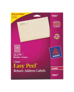 Avery 1-3/4" x 1/2" Easy Peel Laser Mailing Labels, Clear, 800/Pack