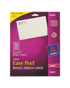 Avery 1-3/4" x 2/3" Easy Peel Laser Mailing Labels, Clear, 600/Pack