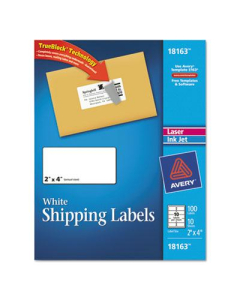 Avery 4" x 2" Shipping Labels, White, 100/Pack